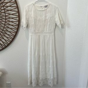 White Lace Midi Dress